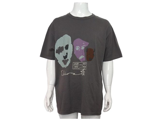 Dior Graues Baumwoll-T-Shirt für Herren Braun