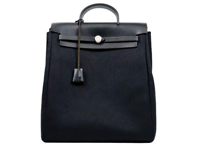 Hermès Mochila cuadrada negra con estampado H Negro