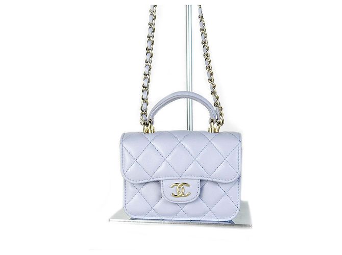 Chanel Top Handle Chain Wallet WOC White