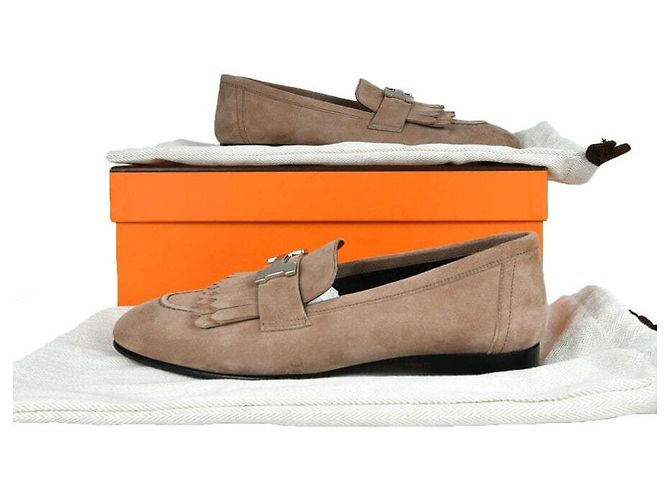 Hermès Mocassins en daim Orange
