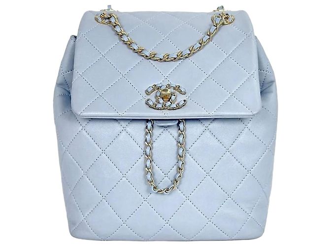 Chanel Light Blue Chain Backpack Lambskin VVNCIQIX