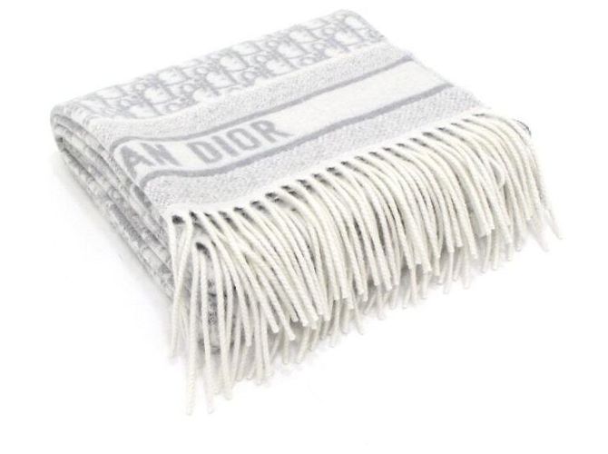 Dior Sciarpa in cashmere Oblique Ecru Gray Marrone