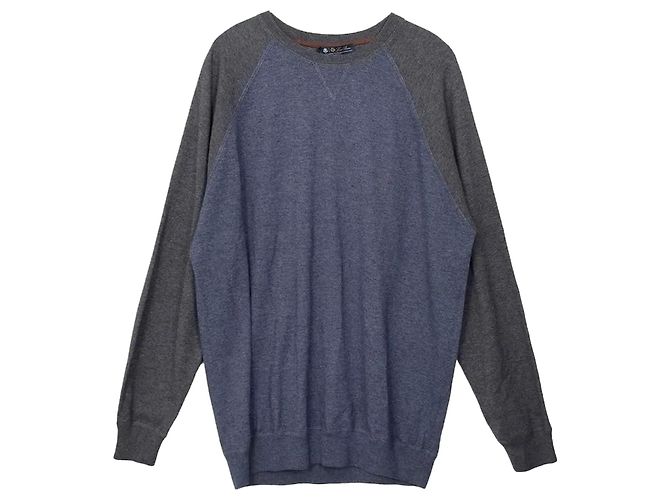 Loro Piana Kaschmir-Strickpullover Color-Block mit Raglanärmeln Blau