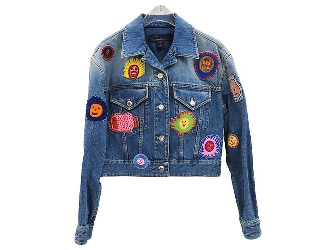 Louis Vuitton Giacca in denim Multi-Patch Yayoi Kusama Limited Edition Blu