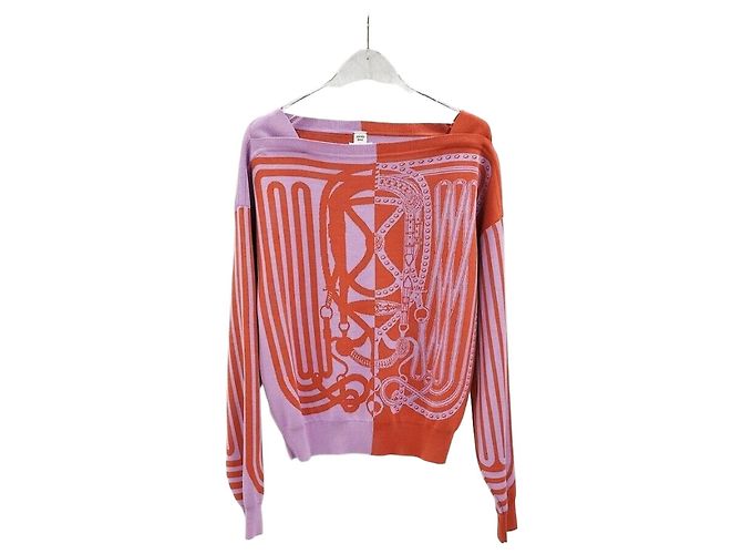 Hermès Grand GRAND TRALALA Seidenpullover mit langen Ärmeln Rot