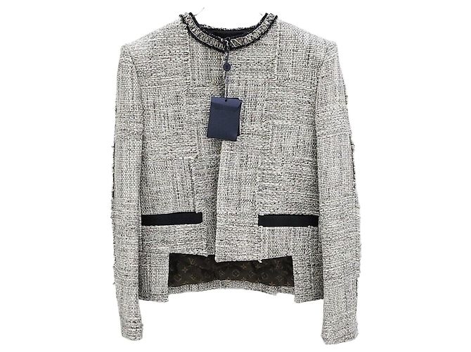 Louis Vuitton Chaqueta Boxy de Tweed Low Plata