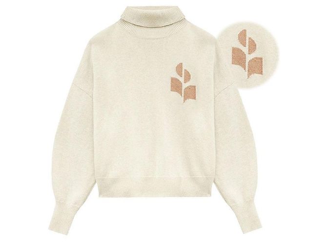 Isabel Marant Logo Nash Rollkragenpullover Light Camel LYCM Braun 