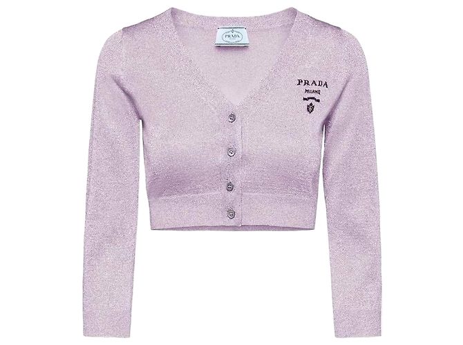Prada Kurzes Lurex-Cardigan Lila