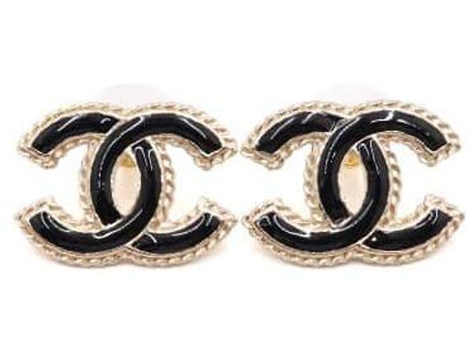 Chanel Orecchini CC Logo Black Gold Nero 