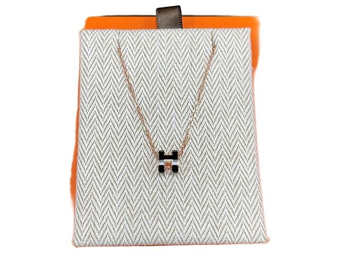 Hermès Collana Mini Pop Nero/Rose Gold 