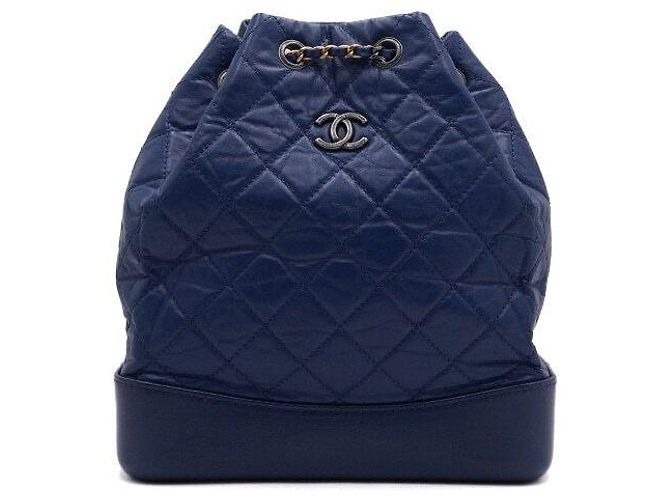Chanel Gabrielle Medium Backpack Dark Blue Calfskin