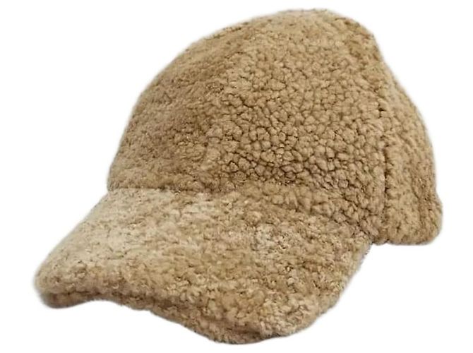Miu Miu Novo Boné de Basebol para Mulher em Lã Bouclé Caramel