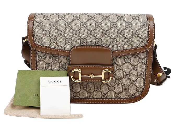 Horsebit 1955 Gucci Borsa a tracolla Small Horsebit GG Marrone