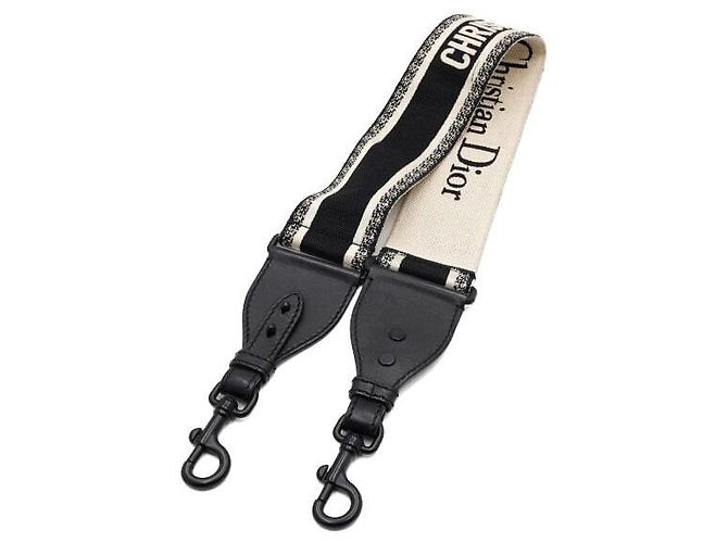 Dior Oblique Embroidered Fabric Shoulder Strap Black