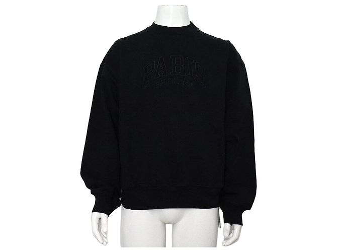 Balenciaga Sudadera Unisex de Algodón Negra con Logo de Paris Negro