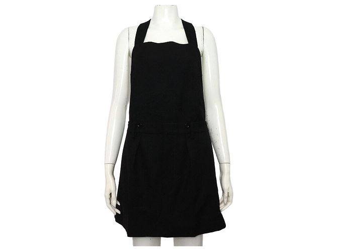 Prada Vestido sin mangas de gabardina de algodón negro para mujer
