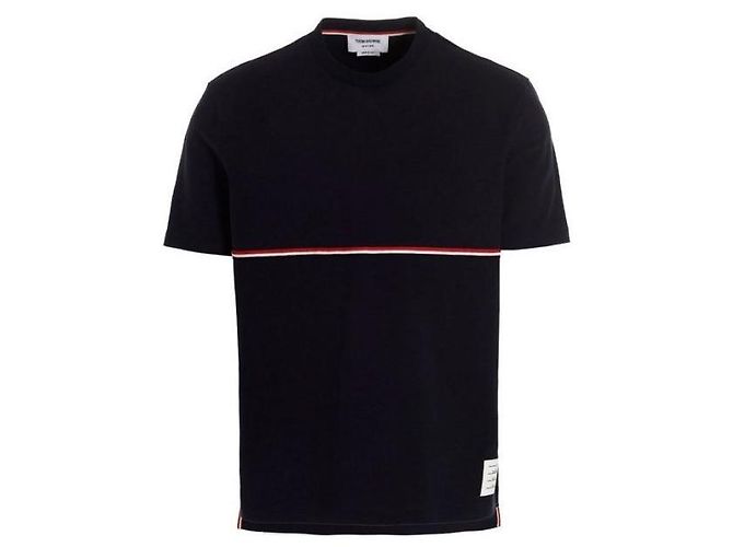 Thom Browne RWB Midweight Jersey T-Shirt mit Besatz Blau