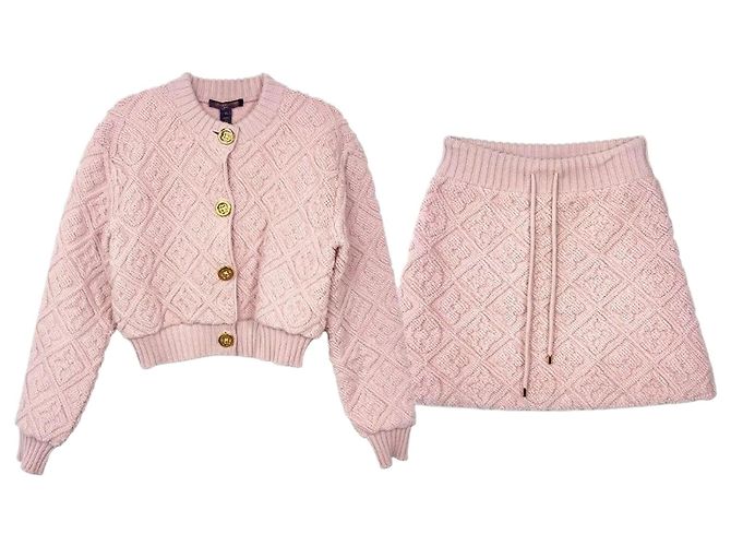 Louis Vuitton Monogramm-Handtuch-Cardigan-Rock-Set Rosa Pink