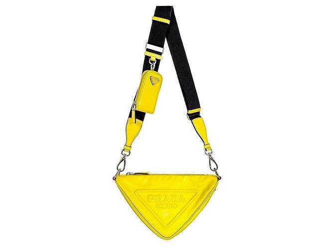 Prada Borsa a tracolla Triangle Giallo