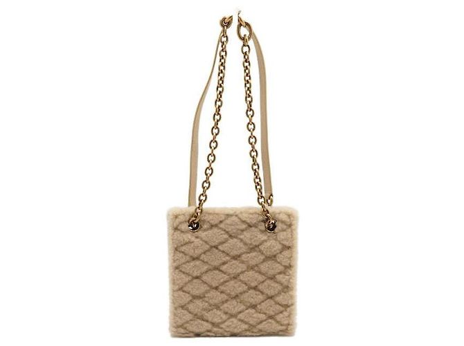 Saint Laurent Borsa a spalla e borsa a tracolla in shearling marrone