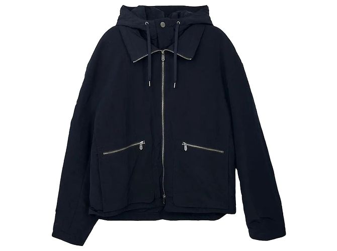 Hermès Unbenutzte Kapuzenjacke Marine Navy Blau