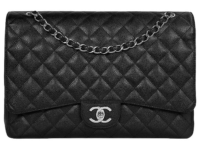 Chanel Borsa Classic Caviar Flap Maxi Nera Nero