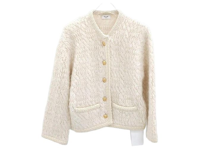 Céline Alpaka-Woll-Cardigan-Jacke Weiß