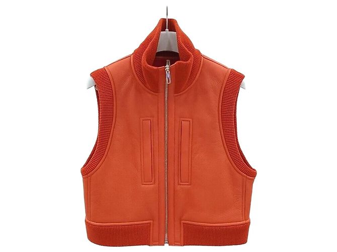Hermès Reversible Mustard Leather Vest Red