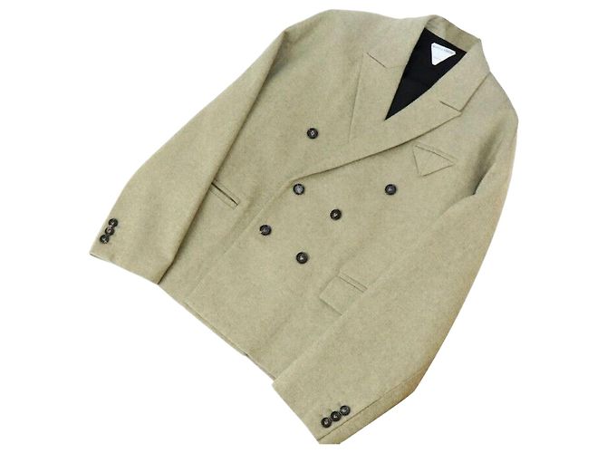 Bottega Veneta Cappotto di lana Verde Beige Marrone