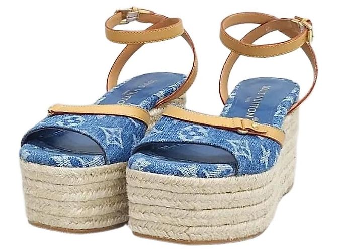 Louis Vuitton Sandali con zeppa Helios Denim Blue