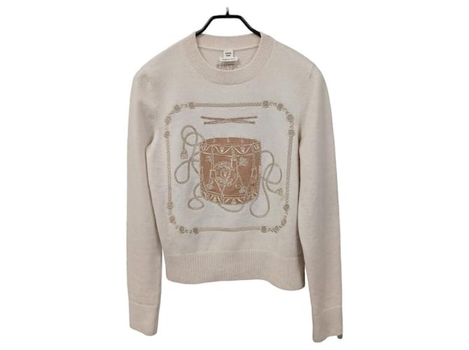 Hermès Kaschmir-Strickpullover Weiß 