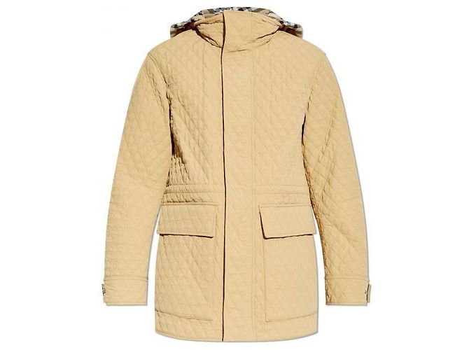 Burberry Casaco de nylon acolchoado com capuz Check
