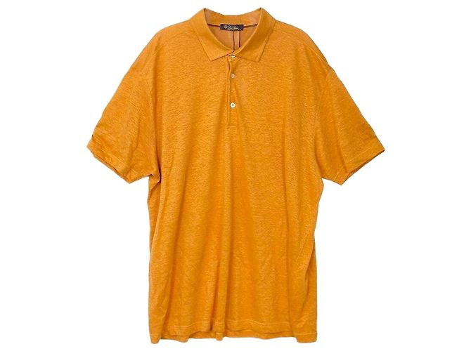 Loro Piana T-Shirt mit Leinenkragen Orange