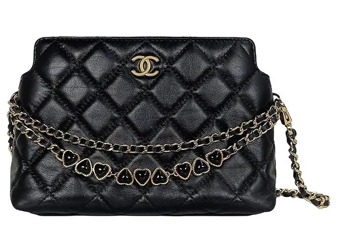 Chanel Mini Borsa a Tracolla Heart Chain Nera Nero