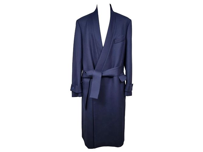 Louis Vuitton Unused Logo Belted Coat Blue