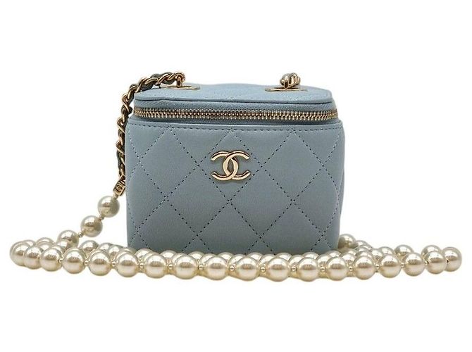 Chanel Borsa a tracolla Vanity con tracolla in perle Marrone