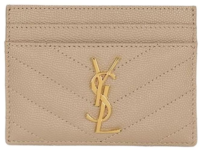 Saint Laurent CASSANDRE Grand Dossier Leather Card Holder Brown