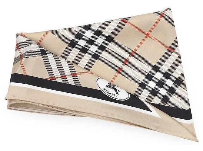 Burberry Seidenschal mit Check Night Stamp Muster für Damen (Sand) Braun