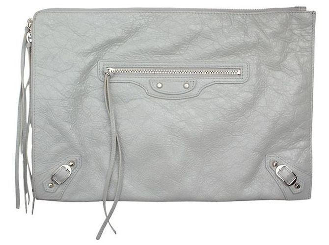 Balenciaga Motor Clutch Hellgrau Braun