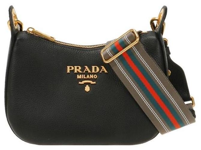 Prada Borsa a tracolla Vitello Phoenix stamp: YOM Nero 