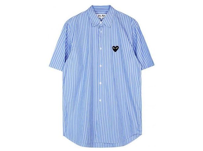Comme Des Garcons Camicia a maniche corte con patch cuore nero Blu 