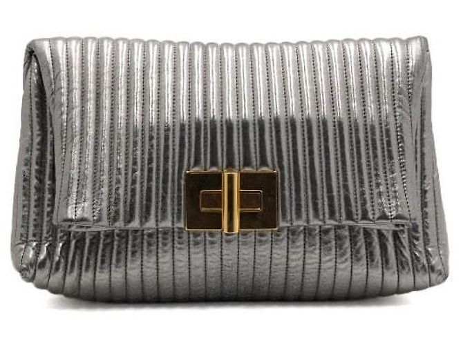 Tom Ford Faltbare Damen-Clutch Metallic-Silber