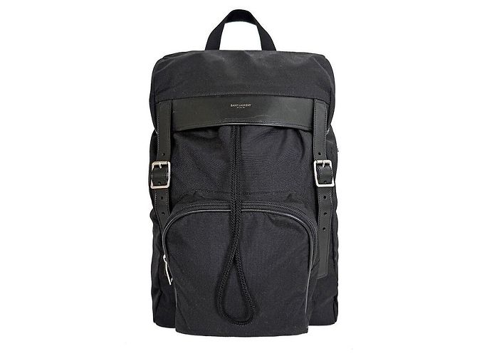 Saint Laurent Canvas One Pocket Backpack Black