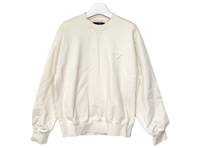 Prada Felpa Oversized Logo Triangle Taglia Bianco