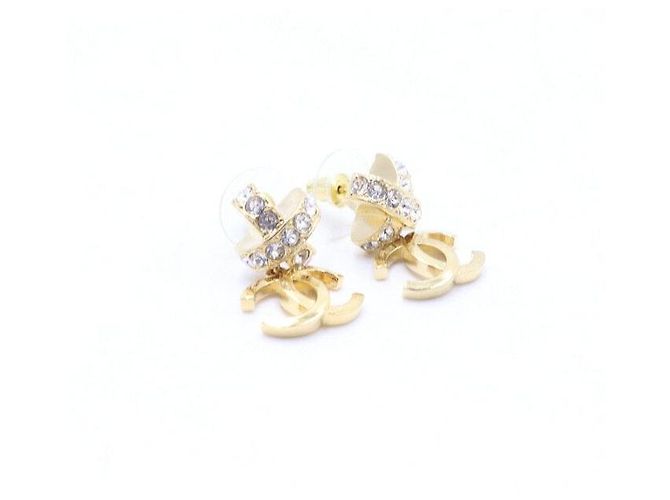 Chanel Pendientes de cristal para mujer con logotipo CC Multicolor