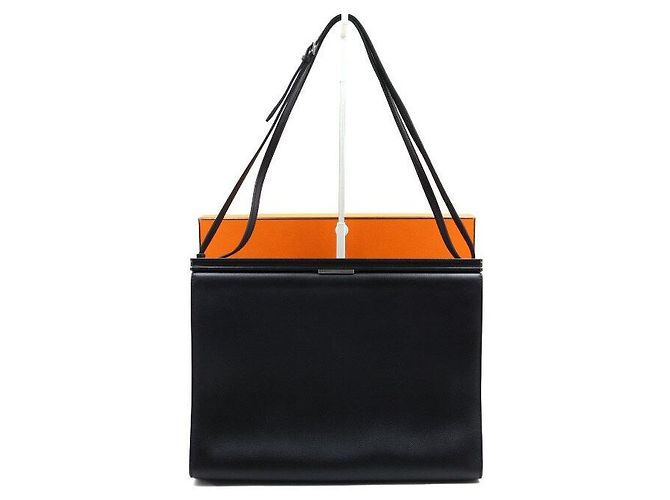 Hermès Borsa a tracolla Clic in pelle di vitello Evergrain nera e indaco Nero