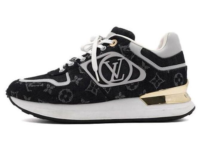 Louis Vuitton Sapatilhas Neo Runaway em denim preto e dourado