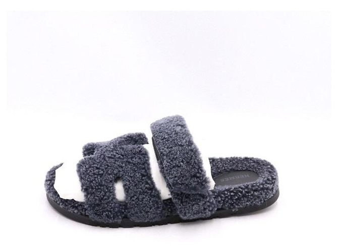 Hermès Shearling Slipper Sandals Unisex Brown
