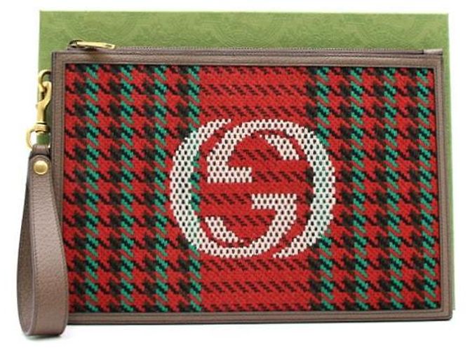 Gucci Interlocking Houndstooth Stripe Pouch und Clutch-Tasche Mehrfarben