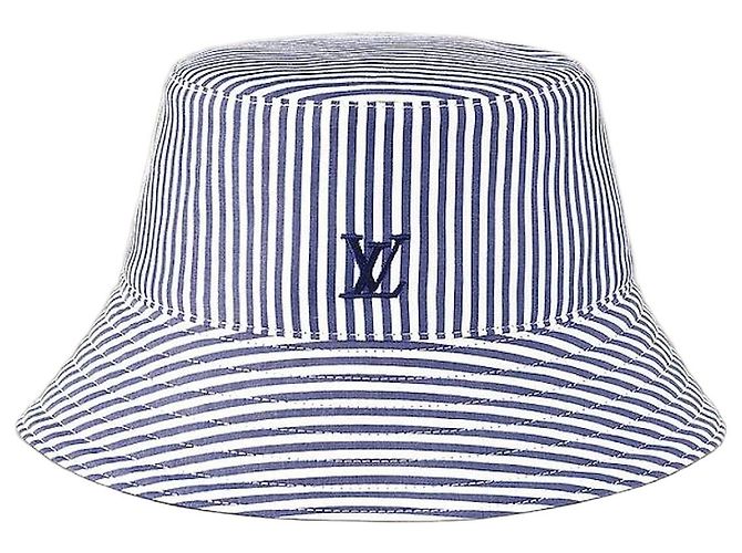 Louis Vuitton Reversible Striped Bucket Hat Navy Blue